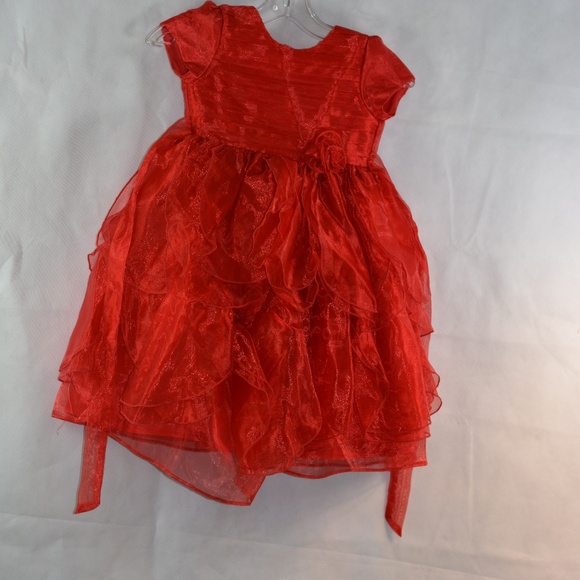 Bon Cheri SZ 6 Red Organza Girls Christmas/Part Dress - Picture 3 of 11